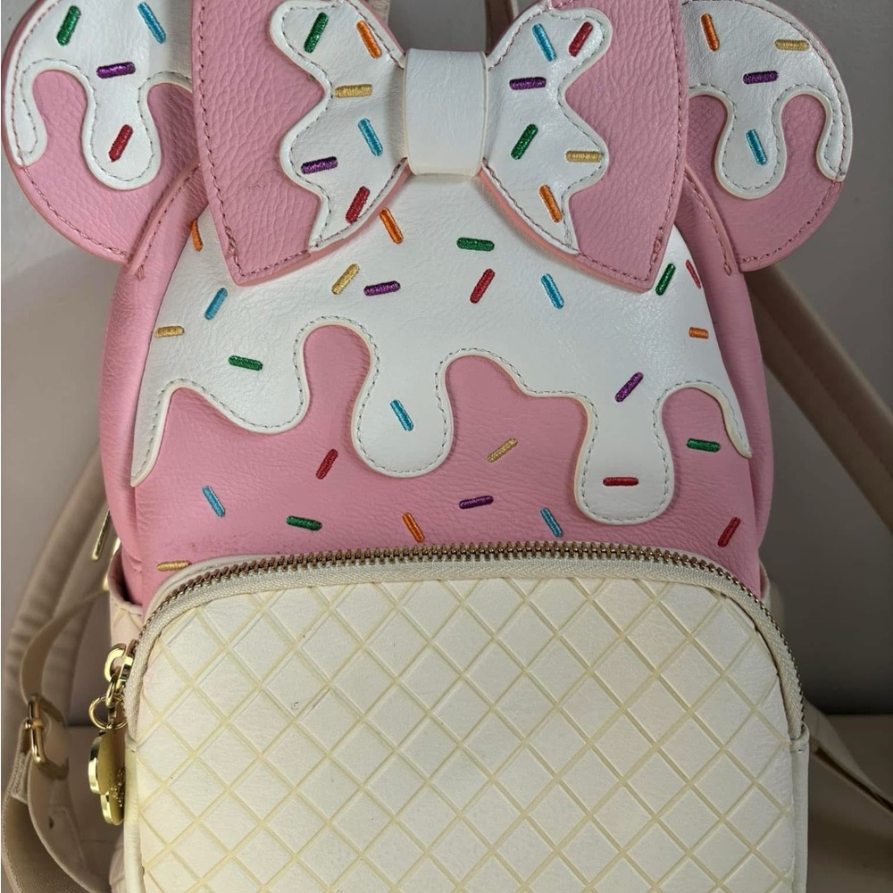 Loungefly Pink and White Donut Backpack with Playful Ears